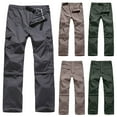 thumbnail image 1 of YOIAVAIOY Men's Hiking Pants Zip Off Legs Elastic Waist Quick Dry Cargo Pants Solid Outdoor Work TrousersDark GrayM, 1 of 4