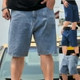 thumbnail image 1 of YOIAVAIOY Men's Jean Shorts Relaxed Fit Large Stretch Loose Work Shorts Denim Summer Distressed Washed Shorts Dark Blue 46, 1 of 7