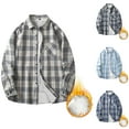 thumbnail image 1 of YOIAVAIOY Men's Plaid Button Down Shirts Long Sleeve Casual Fleece Shirt Jackets Work Vintage Regular Fit Pocket Soft Blouse Tops Dark Blue M, 1 of 5