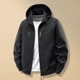thumbnail image 1 of YOIAVAIOY Men's Rain Jacket Zip Up Hoodie Coats Waterproof Outdoor Jackets with Removable Hood Black M, 1 of 9