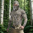 thumbnail image 1 of YOIAVAIOY Men's Sun Hoodie with Face Mask Camouflage Pattern, UPF50+ Against Harmful Rays, Lightweight Layer for Adventure and Work Camouflage M, 1 of 10