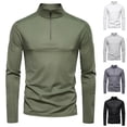 thumbnail image 1 of YOIAVAIOY Mens 1/4 Zip UPF 50+ T Shirts Long Sleeve Quick Dry Sun Protection Golf Shirt Outdoor Hiking Running Pullover Rash Guard Army Green XXL, 1 of 4