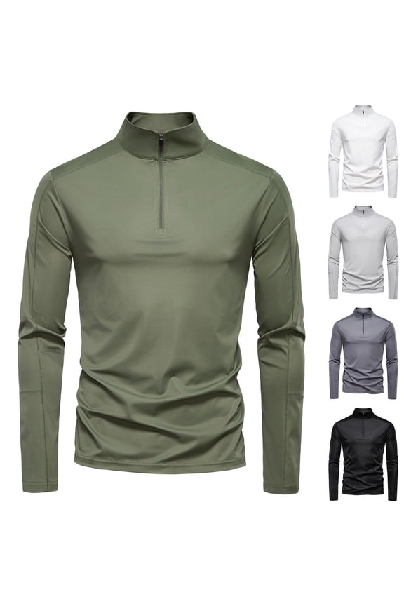 Mens 1/4 Zip UPF 50+ T Shirts Long Sleeve Quick Dry Sun Protection Golf Shirt Outdoor Hiking Running Pullover Rash Guard Dark Gray L