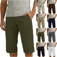 thumbnail image 1 of YOIAVAIOY Mens Bermuda Capri Pants Lightweight Casual Solid Pants Outdoor Workout Running Capris Brown S, 1 of 10