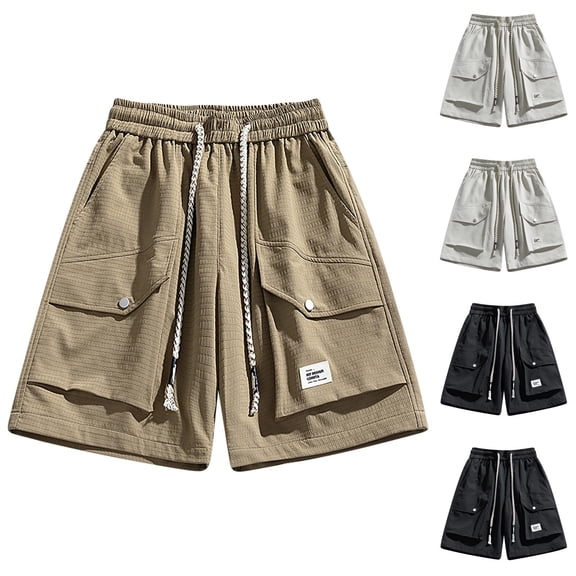 YOIAVAIOY Mens Cargo Shorts Lightweight Straight Leg Knee Twill Casual Summer Shorts Lounge Knee Length Pants White M