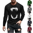 thumbnail image 1 of YOIAVAIOY Mens Halloween Pumpkin T Shirts 3D Graphic Shirts Crew Neck Long Sleeve Hispter Streetwear Tops Loose Fit Casual Blouse Tees Black M, 1 of 6
