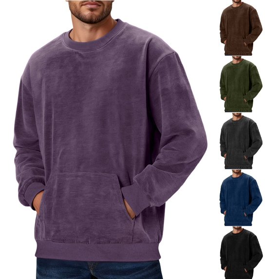 YOIAVAIOY Mens Lightweight Pullover Acid Washed Vintage Long Sleeve Sweatshirt Basic Athletic Oversized Sweatshirts with Pockets Blue M
