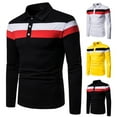 thumbnail image 1 of YOIAVAIOY Mens Long Sleeve Golf Shirt Lapel 3 Button Polos Shirts Striped Color Block Poloss Stylish Casual Collared Tees Black M, 1 of 7