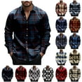 thumbnail image 1 of YOIAVAIOY Mens Novelty Plaid Shirt Long Sleeve Lapel Collar Casual Button Down Shirts Lightweight Stylish Print Plus Size Shackets Red M, 1 of 6
