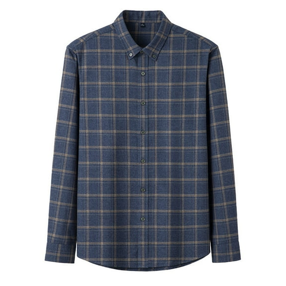 YOIAVAIOY Mens Plaid Long Sleeve Shirts Soft Cotton Button Down Shirts Lightweight Shacket Jacket with Pocket
