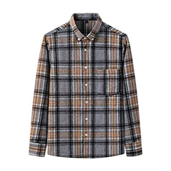 YOIAVAIOY Mens Plaid Long Sleeve Shirts Soft Cotton Button Down Shirts Lightweight Shacket Jacket with Pocket