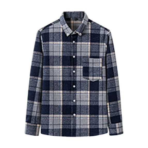 YOIAVAIOY Mens Plaid Long Sleeve Shirts Soft Cotton Button Down Shirts Lightweight Shacket Jacket with Pocket