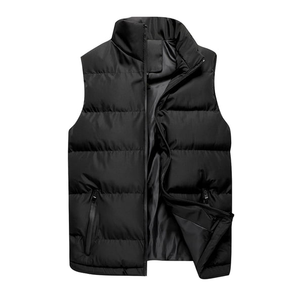 YOIAVAIOY Mens Puffer Vest Black Quilted No Sleeve Outerwear Winter Warm Down Puffy Vests Lightweight Casual Padded Jacket with Zipper Pockets XL
