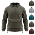 thumbnail image 1 of YOIAVAIOY Mens Quarter Zip Fleece Hoodie Heavy Warm Pullover Hoodies Adjustable Drawstring Sweatshirt Fall Winter Outdoor Athletic Sweatshirt Wine XL, 1 of 10