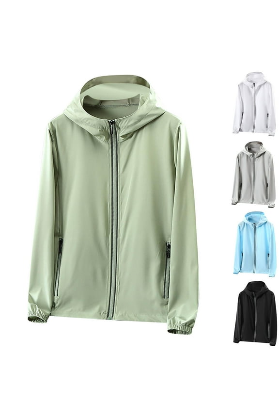 Mens Quick Dry Long Sleeve Full Zip Hoodie UPF 50+ Light Jacket Athletic Running Sun Protection Hooded Jackets Blue XXL