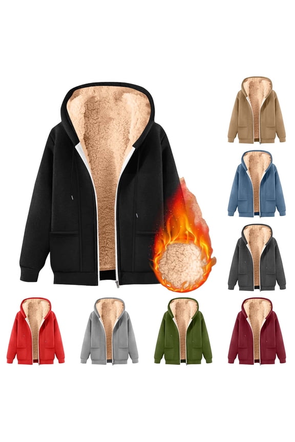 Mens Sherpa Lined Hoodies Casual Zip Up Sweatshirt Jackets Comfy Fuzzy Fleece Hooded Jackets Winter Thick Warm Coats with Pockets Wine S