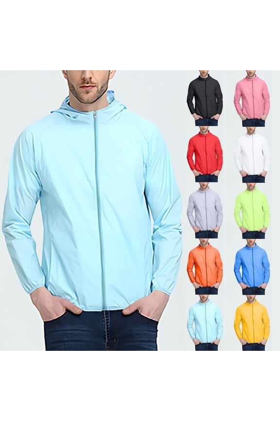 Mens Sun Jacket Upf 50+ Hoodie Full Zip Uv Protection Cooling Coats 2026 Fashion Outdoor Hiking Running Rash Guard Tops Gray M