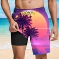 thumbnail image 1 of YOIAVAIOY Mens Swim Trunks with Compression Liner 5 inch Inseam Quick Dry 2 in 1 Swimming Board Shorts Summer Beach Lightweight Shorts with Zipper Pockets Multicolor S, 1 of 7