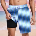 thumbnail image 1 of YOIAVAIOY Mens Swim Trunks with Compression Liner 5 Inch, Quick Dry Bathing Suit with Zipper Pockets Swim Shorts Light Blue M, 1 of 6