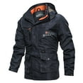 thumbnail image 1 of YOIAVAIOY Mens Tactical Hooded Jacket Big and Tall Waterproof Raincoat Outdoor Hiking Cargo Jackets with Multi Pockets Dark Blue L, 1 of 6