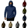 thumbnail image 1 of YOIAVAIOY Mens Thermal Shirts Hoodie with Mask Long Sleeve Winter Sports Base Layer Top Active Running Sun Shirt Dark Gray XXXL, 1 of 10