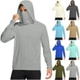 thumbnail image 1 of YOIAVAIOY Mens UV Hooded Shirt Sun Protection Long Sleeve Quick Dry Outdoor T-Shirt UPF 50+ Rash Guards Cooling Hoodies Beige XXL, 1 of 7