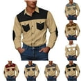 thumbnail image 1 of YOIAVAIOY Mens Western Cowboy Shirts Long Sleeve Big and Tall Camouflage Print Work Shirt Button Down with Two Pockets Blouses Navy M, 1 of 6