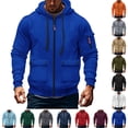 thumbnail image 1 of YOIAVAIOY Mens Zip Up Hoodies Long Sleeve Cargo Work Jacket Outdoor Tactical Hooded Jackets with Multi Pockets White S, 1 of 4