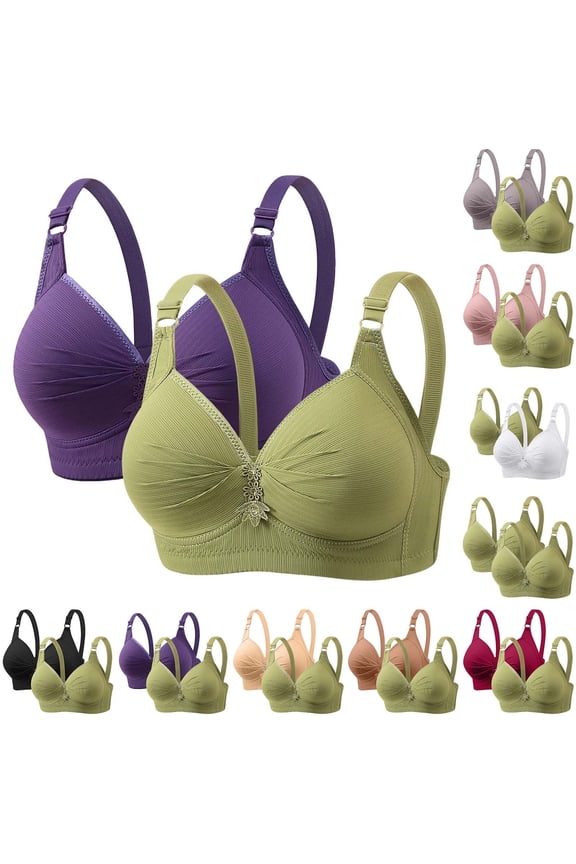 Plus Size No Wire Lace Bras Full Coverage Soft Comfortable Elegant Women's Bra Green 50