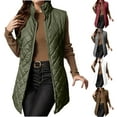 thumbnail image 1 of YOIAVAIOY Puffer Vest Womens Lightweight Quilted Jacket Stand Collar Zip Up Sleeveless Mid-length Down Vests White S, 1 of 1