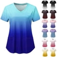 thumbnail image 1 of YOIAVAIOY Purple Women Gradient V Neck Work Scrubs Short Sleeve Graphic Summer Scrub Tops 2026 Y2K Medical Uniforms S, 1 of 4
