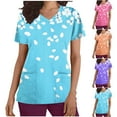 thumbnail image 1 of YOIAVAIOY Purple Womens Nurse Work Uniforms Short Sleeve V Neck Work Scrubs Fashion Print Tunic Blouses with Pockets M, 1 of 5