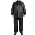 thumbnail image 1 of YOIAVAIOY Rain Suits for Men Big and Tall Waterproof Outfits Reflective Stripes Oversized Jackets with Long Pants Outdoor Hiking Raincoat Set Working Matching Sets Black XXXXXL, 1 of 10