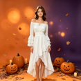 thumbnail image 1 of YOIAVAIOY Renaissance Dress Women Medieval Off Shoulder Peasant Flowy Ruffle Sleeve Maxi Wedding Guest Dresses White XXL, 1 of 6