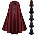 thumbnail image 1 of YOIAVAIOY Renaissance Medieval Gothic Halloween Cloaks for Men Hooded Full Length Front Tie Cape Costume Party Outerwear Army Green S, 1 of 7