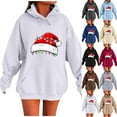 thumbnail image 1 of YOIAVAIOY Women Christmas hoodie Sweatshirt Funny Wine Glass Print Hoodies Drawstring Flap Pocket Pullover Sweatshirts Winter Casual Holiday Hoody Tops, 1 of 5