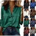 thumbnail image 1 of YOIAVAIOY Satin Blouses for Women Silk Button Down Shirts Long Sleeve Business Casual Tops Navy XL, 1 of 10