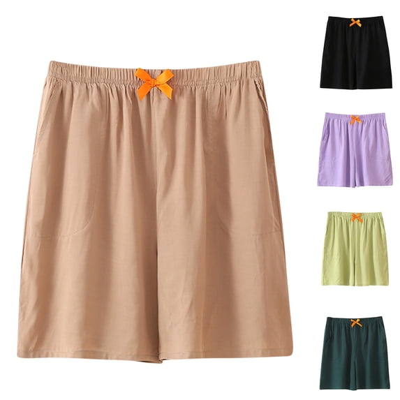 YOIAVAIOY Shorts for Women 2026 Fashion Elastic High Waisted Cotton Linen Wide Leg Short Loose Casual Summer Shorts with Pocket Black L