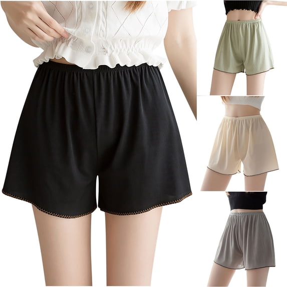 YOIAVAIOY Shorts for Women Plus Size Half Slip Culotte Shorts Lightweight Loose Fit Bottoms Green M