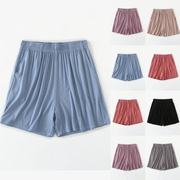 YOIAVAIOY Sleep Shorts for Women Comfy Modal Lounge Shorts Elastic Waist Loose Pajama Shorts Athletic Yoga Shorts Red L