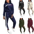 thumbnail image 1 of YOIAVAIOY Two Piece Sweatsuit Set Women Side Striped Pullover and Slim Fit Joggers Tracksuit Sets Causal Athletic Matching Set White XL, 1 of 6