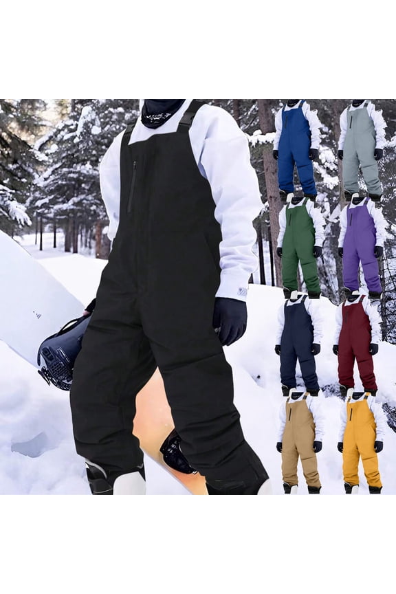 Universal Ski Bibs for Snowboard & Ski - Windproof Waterproof Insulated Warm Unisex Professional Snow Pants Black M