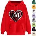 thumbnail image 1 of YOIAVAIOY Valentine Gift Graphic Hoodie for Women Printed Drop Shoulder Hooded Fleece Sweatshirt Winter Warm Casual Cute Pullover White M, 1 of 6