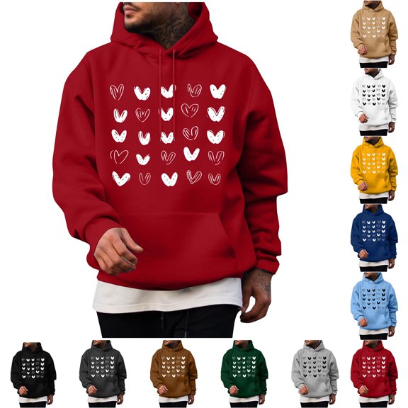 YOIAVAIOY Valentines Day Sweatshirt for Men Funny Love Heart Hoodies Casual Valentine Pullover Long Sleeve Tops Dark Gray XL