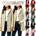 thumbnail image 1 of YOIAVAIOY Vest for Women Lapel Collar Fuzzy Fleece Mid-Length Sleeveless Jackets Button Down Casual Outerwear Waistcoat Black L, 1 of 8
