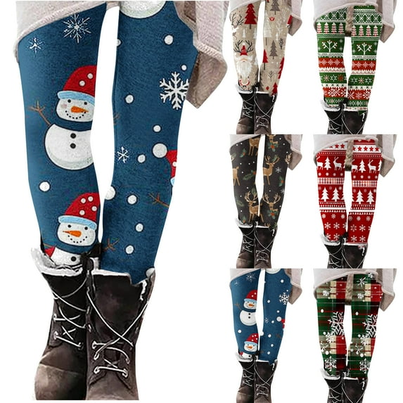 YOIAVAIOY Women Ankle Length Leggings High Waist Buttery Soft Pants Breathable Gym Yoga Tights Christmas Tree Print Casual Workout Bottoms Multicolor S