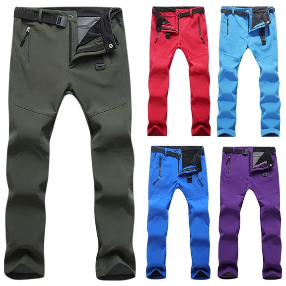 YOIAVAIOY Women Cargo Pants Windproof Waterproof Snowpants Hiking Fleece Lined Pants Winter Warm Softshell Pants Army GreenM