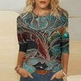 thumbnail image 1 of YOIAVAIOY Women Funny Mardi Gras Shirts 3/4 Sleeve Crew Neck Carnival Print Top Happy Holiday Trendy Outfits Multicolor XXL, 1 of 5