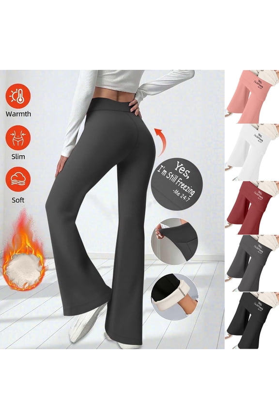 Women High Waist Flared Pants Casual Flare Yoga Pant Workout Gym Athletic Pants Pink M