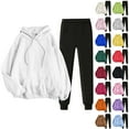 thumbnail image 1 of YOIAVAIOY Women Hoodie Sweatsuit Kangaroo Pocket Hooded Sweatshirt and Jogging Sweatpants Set Color Block Casual Running Hiking Tracksuit Yellow S, 1 of 5